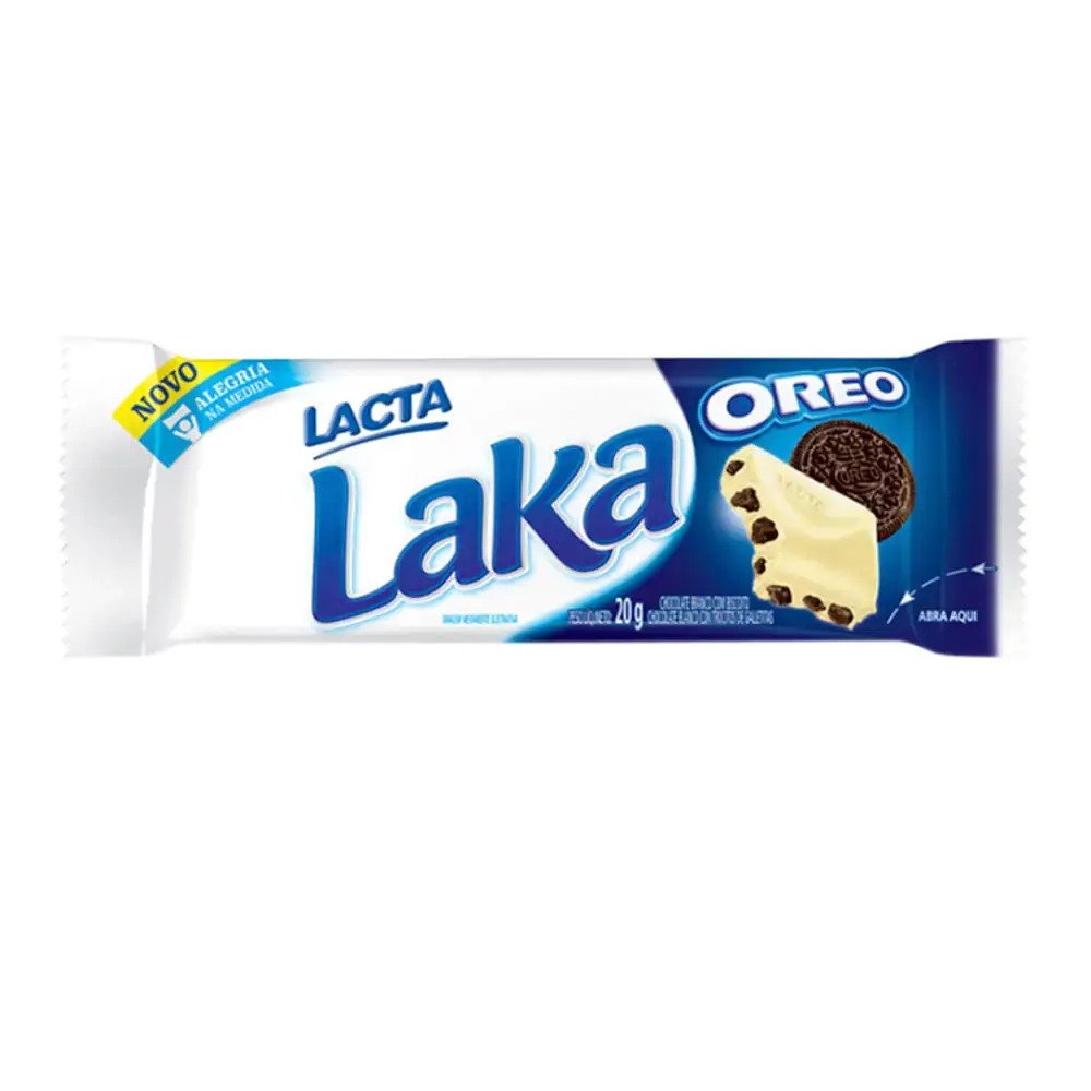 Chocolate Branco Com Biscoito Oreo Lacta Laka Pacote 20g