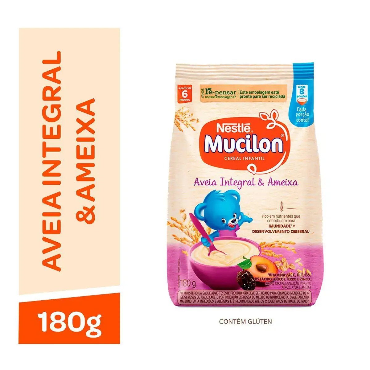 Cereal Infantil Mucilon Aveia Integral e Ameixa 180g