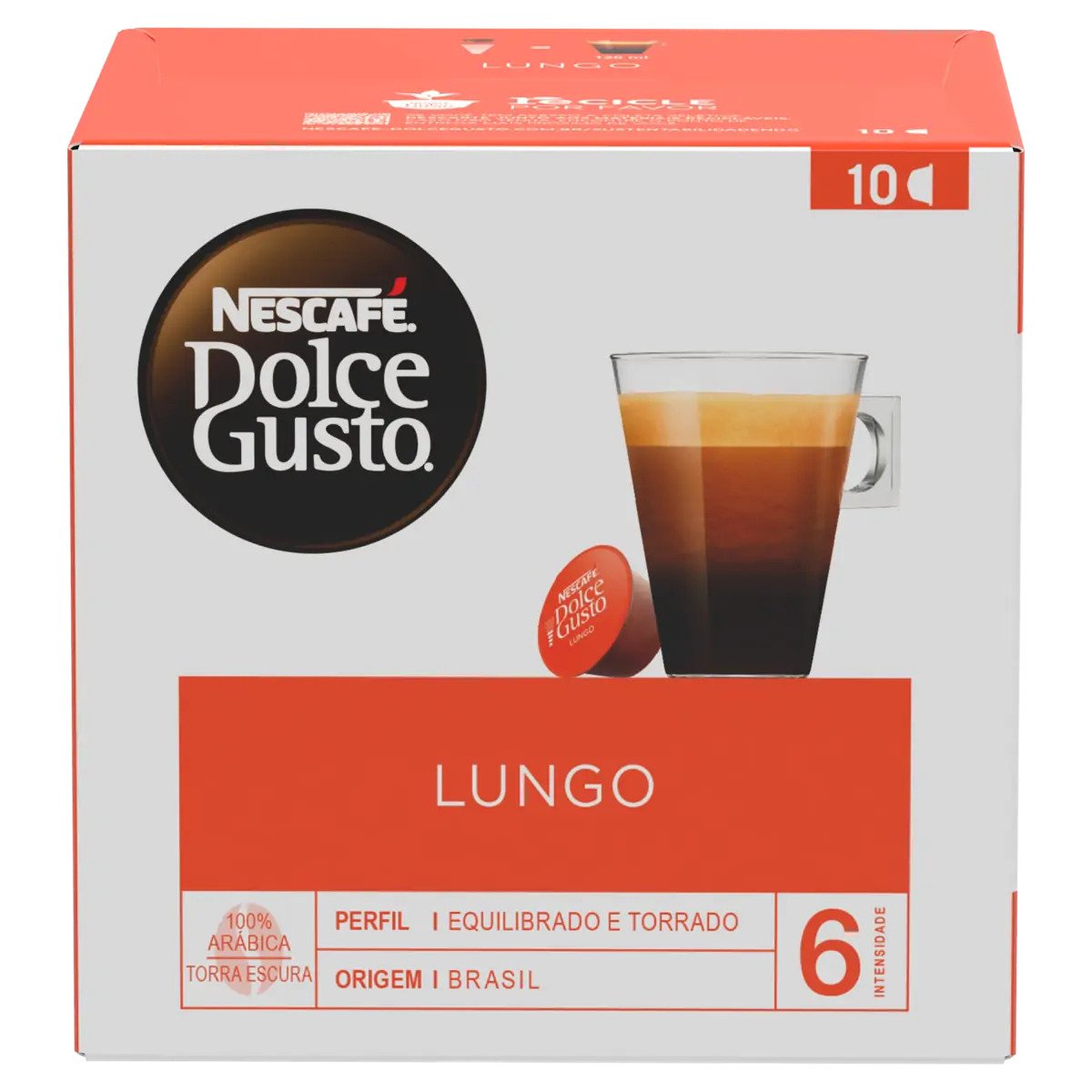 Café em Cápsula Torrado e Moído Lungo Dolce Gusto Nescafé Caixa C/10 Unidades