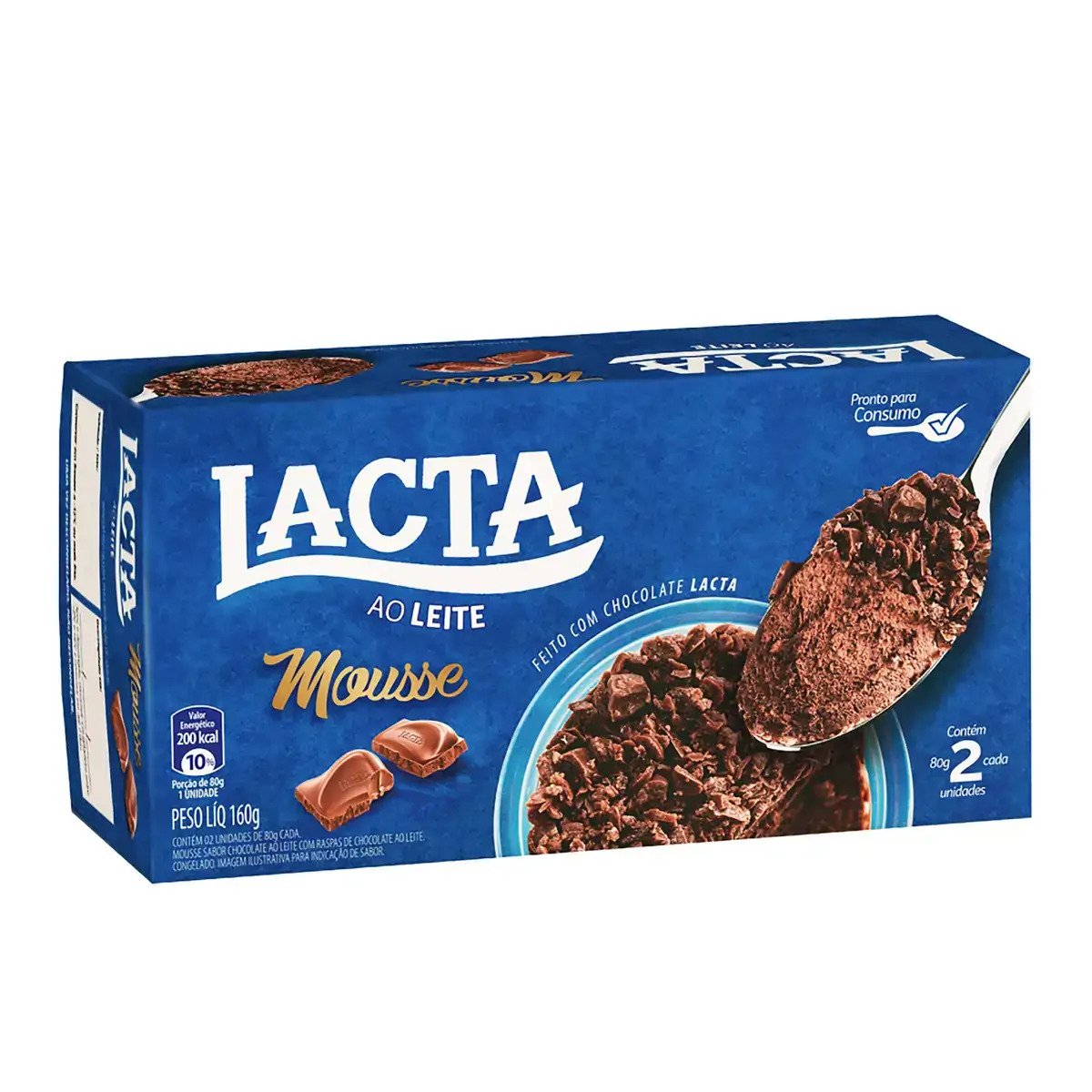 Mousse Congelado Chocolate Ao Leite Lacta Caixa 160g 2 Unidades