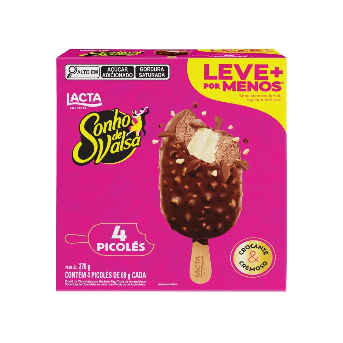 Pack Picolé Sonho De Valsa Lacta Caixa 276g 4 Unidades Leve Mais Pague Menos